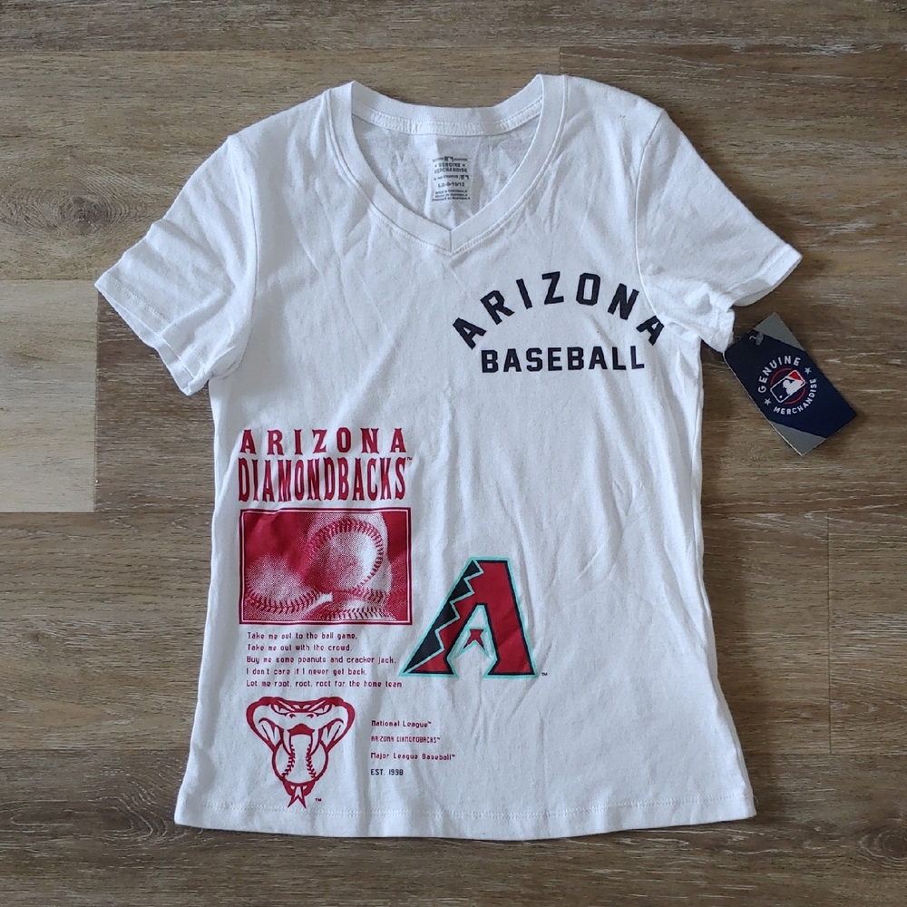 NWT MLB Arizona Diamondbacks Youth Girls T-Shirt White Size L (10/12)
